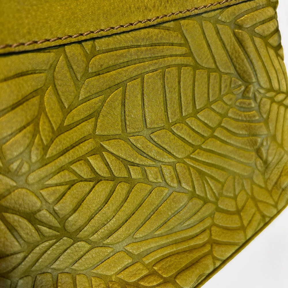 Fossil Vibrant Olive Green Embossed Leaf Genuine Leather Crossbody Bag - Picture 2 of 7